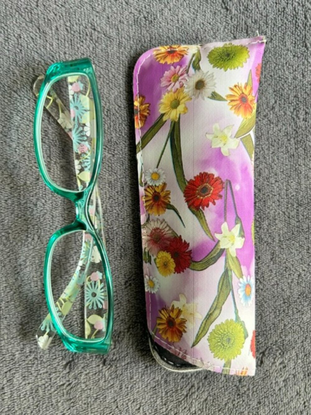 Women's Teal Green Floral Readers, 1.5 Strength